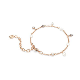 Imber bracelet, Crystal pearl, Round cut, White, 18K rose gold finish
