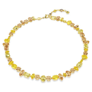 Gema necklace, Mixed cuts, Yellow, 18K gold finish