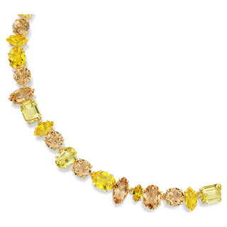 Gema necklace, Mixed cuts, Yellow, 18K gold finish