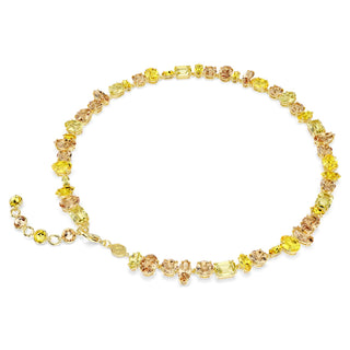 Gema necklace, Mixed cuts, Yellow, 18K gold finish