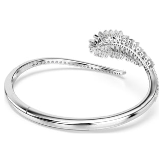 Vienna bangle, Mixed cuts, Feather, White, Rhodium plated
