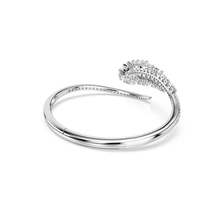 Vienna bangle, Mixed cuts, Feather, White, Rhodium plated