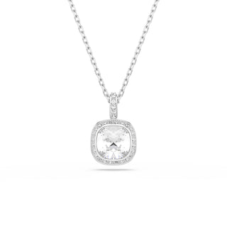 Una Angelic pendant, Cushion cut, White, Rhodium plated