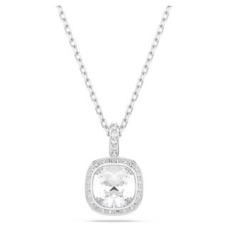 Una Angelic pendant, Cushion cut, White, Rhodium plated