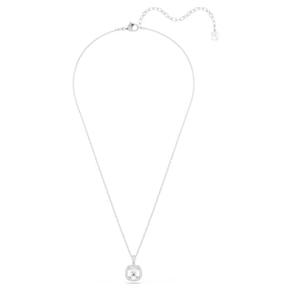 Una Angelic pendant, Cushion cut, White, Rhodium plated
