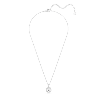 Una Angelic pendant, Cushion cut, White, Rhodium plated