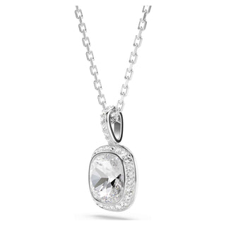 Una Angelic pendant, Cushion cut, White, Rhodium plated