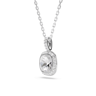 Una Angelic pendant, Cushion cut, White, Rhodium plated