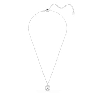 Una Angelic pendant, Cushion cut, White, Rhodium plated