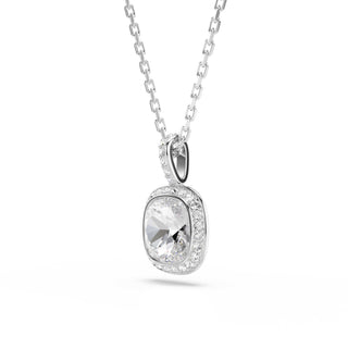 Una Angelic pendant, Cushion cut, White, Rhodium plated