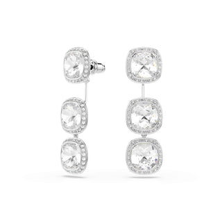 Una Angelic earrings, Cushion cut, White, Rhodium plated