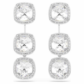 Una Angelic earrings, Cushion cut, White, Rhodium plated