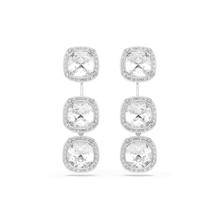 Una Angelic earrings, Cushion cut, White, Rhodium plated