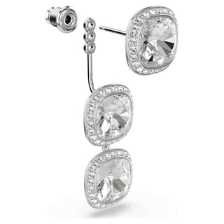 Una Angelic earrings, Cushion cut, White, Rhodium plated