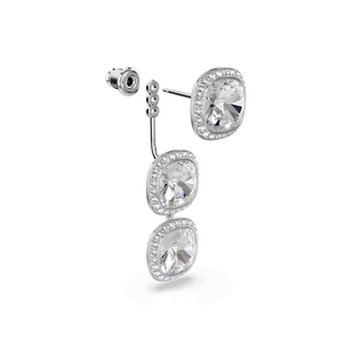 Una Angelic earrings, Cushion cut, White, Rhodium plated