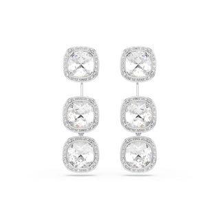 Una Angelic earrings, Cushion cut, White, Rhodium plated