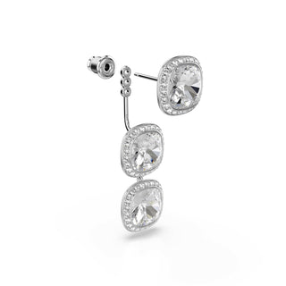Una Angelic earrings, Cushion cut, White, Rhodium plated
