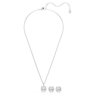 Una Angelic set, Cushion cut, White, Rhodium plated