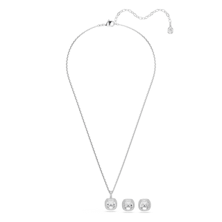 Una Angelic set, Cushion cut, White, Rhodium plated