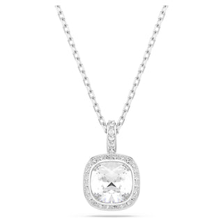 Una Angelic set, Cushion cut, White, Rhodium plated