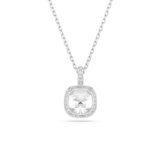 Una Angelic set, Cushion cut, White, Rhodium plated