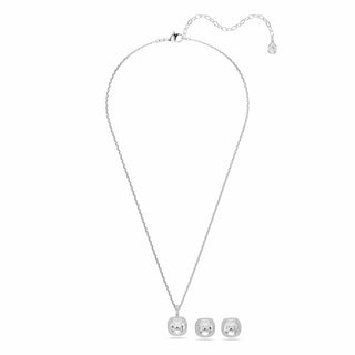 Una Angelic set, Cushion cut, White, Rhodium plated