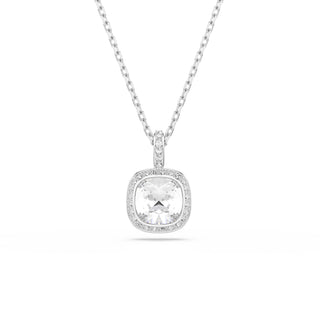 Una Angelic set, Cushion cut, White, Rhodium plated
