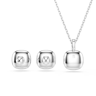Una Angelic set, Cushion cut, White, Rhodium plated