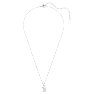 Swan pendant, Mixed cuts, Swan, White, Rhodium plated