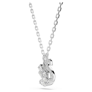 Swan pendant, Mixed cuts, Swan, White, Rhodium plated