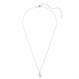 Swan pendant, Mixed cuts, Swan, White, Rhodium plated