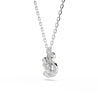 Swan pendant, Mixed cuts, Swan, White, Rhodium plated