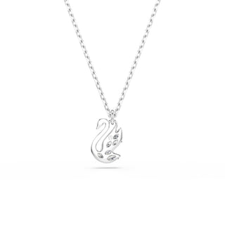 Swan pendant, Mixed cuts, Swan, White, Rhodium plated