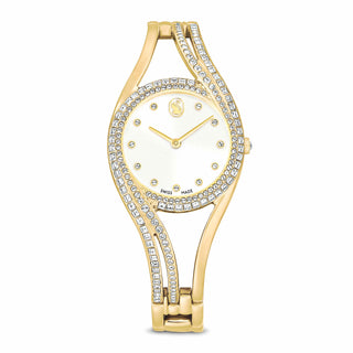 Hyperbola bangle watch, Swiss Made, Metal bracelet, Gold tone, Gold-tone finish