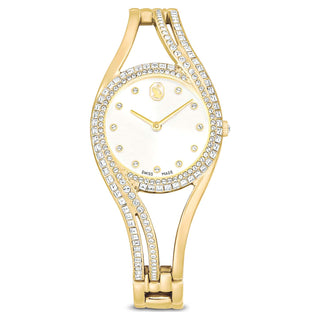 Hyperbola bangle watch, Swiss Made, Metal bracelet, Gold tone, Gold-tone finish