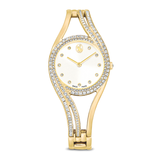 Hyperbola bangle watch, Swiss Made, Metal bracelet, Gold tone, Gold-tone finish