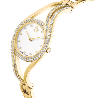 Hyperbola bangle watch, Swiss Made, Metal bracelet, Gold tone, Gold-tone finish