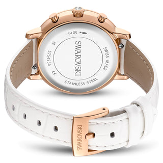 Matrix tennis chrono watch, Swiss Made, Leather strap, Rose gold tone, Rose gold-tone finish