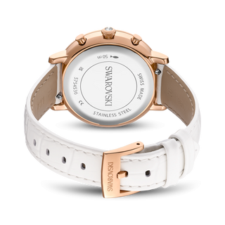 Matrix tennis chrono watch, Swiss Made, Leather strap, Rose gold tone, Rose gold-tone finish
