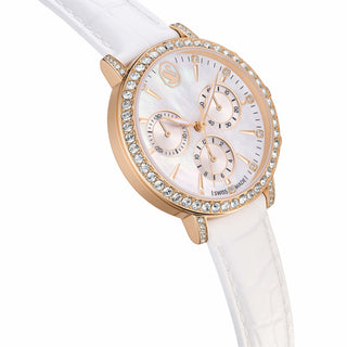 Matrix tennis chrono watch, Swiss Made, Leather strap, Rose gold tone, Rose gold-tone finish