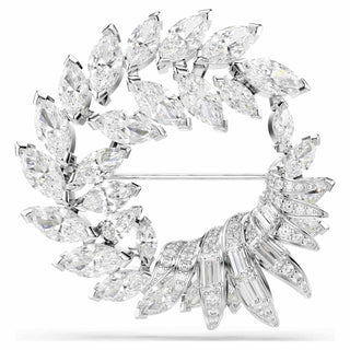 Mesmera brooch, Marquise cut, White, Rhodium plated