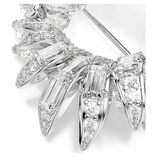 Mesmera brooch, Marquise cut, White, Rhodium plated