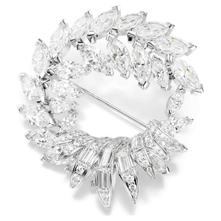 Mesmera brooch, Marquise cut, White, Rhodium plated