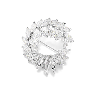 Mesmera brooch, Marquise cut, White, Rhodium plated