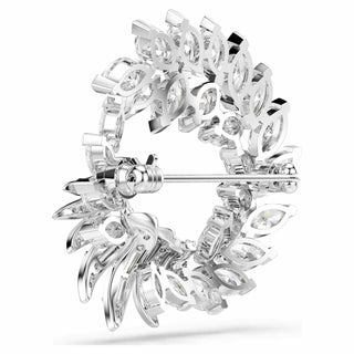 Mesmera brooch, Marquise cut, White, Rhodium plated
