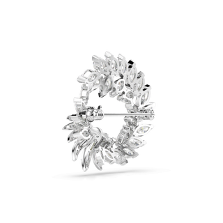 Mesmera brooch, Marquise cut, White, Rhodium plated