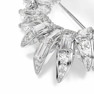 Mesmera brooch, Marquise cut, White, Rhodium plated