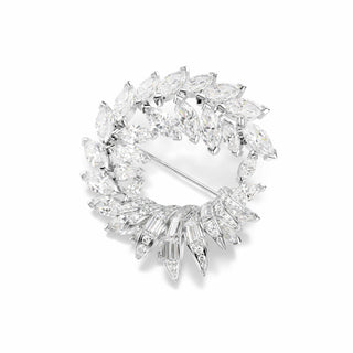 Mesmera brooch, Marquise cut, White, Rhodium plated