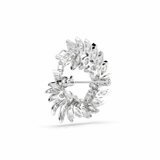 Mesmera brooch, Marquise cut, White, Rhodium plated