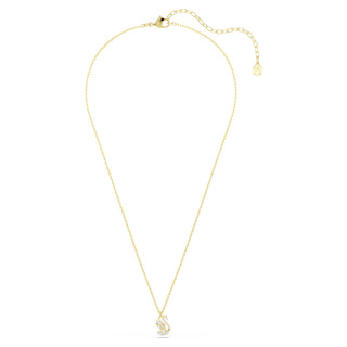 Swan pendant, Mixed cuts, Swan, White, 18K gold finish